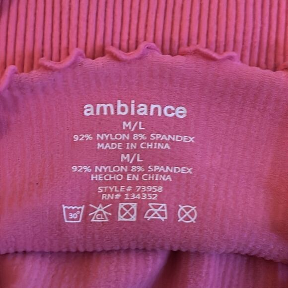 Ambiance Women’s Light Coral Pink Frilled Edge Crop Spaghetti Strap Tank Top M/L - Picture 7 of 7